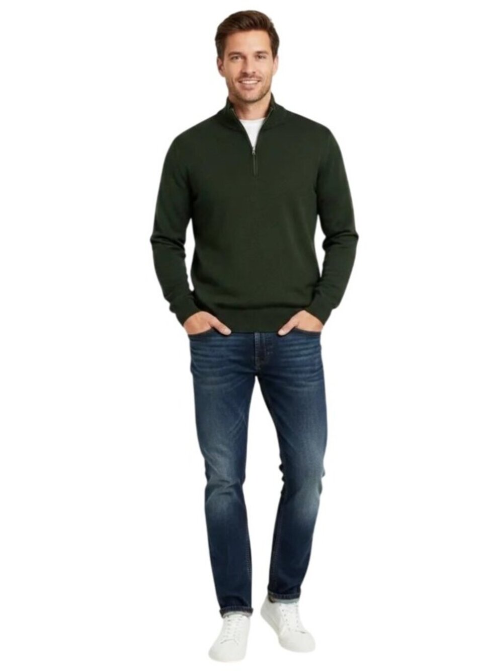 J. Crew Gray 100% Merino Wool Quarter Zip Long Sleeve Pullover Sweater Sz Large
